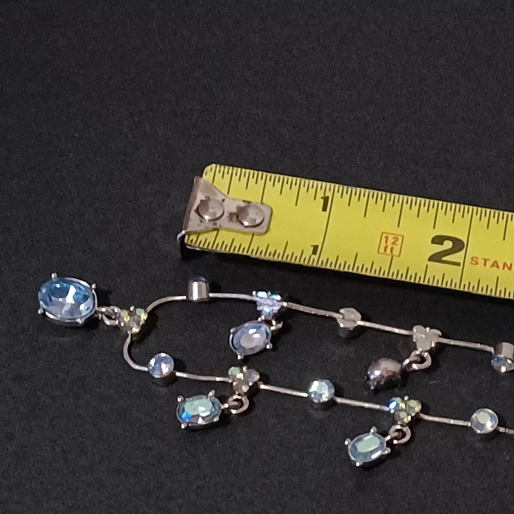 Monet Light Blue Crystal Dangle Necklace - Picture 2 of 7